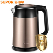 苏泊尔 17S26A 一体304不锈钢 双层防烫电热水壶 1.7L 水开自动断电