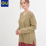 GU 极优 320455 女士V领毛衣