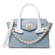 某猫¥3150！Michael Kors carmen 小号鳄鱼纹baby蓝链条耳朵包
