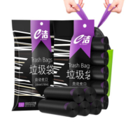 e洁 自收口穿绳垃圾袋 50*55cm*100只 *3件