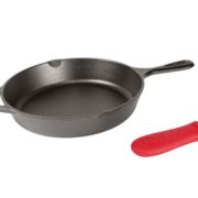 prime会员！ Lodge 洛极 铸铁平底锅 带红色硅胶隔热套 直径26cm  195.64元含税直邮