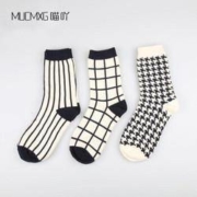 喵吖 原宿风复古中筒袜 3双