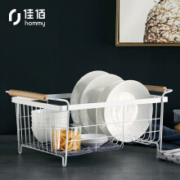 PLUS会员： 佳佰 橡胶木铁艺碗碟架 *3件