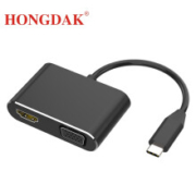 慢津贴：HONGDAK Type-C转HDMI+VGA转换器