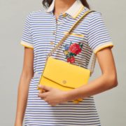 Tory Burch Robinson 女士十字纹牛皮链条包