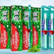 聚划算百亿补贴：Colgate 高露洁 冰爽冷萃龙井牙膏120g*3支+牙刷*2支