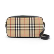 双11预售！黑卡会员！ BURBERRY 博柏利 女士Vintage格纹拼皮革相机包 小号 3199元包邮（定金100元，11日付尾款）