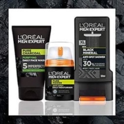 L'Oréal 欧莱雅 男士控油保湿系列套装，包括沐浴露300ml+保湿霜50ml+洁面膏100mL