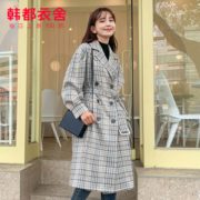 韩都衣舍 RE7050 宽松显瘦中长款格子风衣 112元包邮
