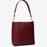 国内售价4800元！Tory Burch MCGRAW系列水桶单肩包 酒红色