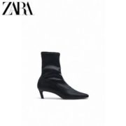 11日0点！ ZARA 新款 TRF 13102610040女士黑色弹力猫跟短靴