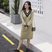 独束 D18004 大码女装针织连衣裙