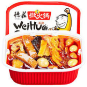 德庄 自热火锅方便速食 重庆火锅底料 麻辣自煮自嗨懒人自助小火锅(2荤6素)网红食品 422g *3件
