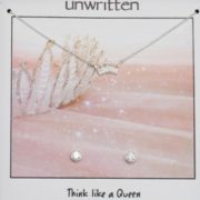 Unwritten 皇冠吊坠项链+耳钉套装
