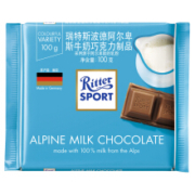 RitterSport瑞特斯波德 阿尔卑斯牛奶巧克力100g*8件