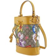 gucci 古驰 女士黄绿色蛇纹花草水桶包