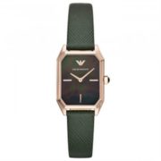 国内1990元！Emporio Armani 安普里奥阿玛尼  女士墨绿色方形气质休闲皮带欧美腕表 - AR11149