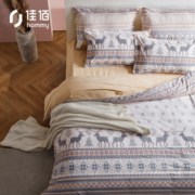 慢津贴：佳佰 法兰绒加厚四件套 200*230cm 圣诞鹿