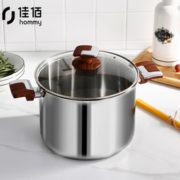轻松煲煮！佳佰 丰食系列 304不锈钢汤锅 24cm+名创优品 珍珠纹洗脸巾 100片 99元包邮（需用券）