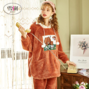 雪俐 80191083403 女士法兰绒家居服套装
