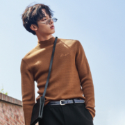 10日0点：GXG GA110460G 男士半高领羊毛混纺针织衫