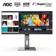 AOC U34P2/BS 34英寸 IPS带鱼屏显示器 （1440P、75Hz、98%DCI-P3）
