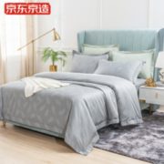 PLUS会员！ J.ZAO 某东京造 一叶知秋 60支全棉贡缎印花四件套 灰色 1.8m