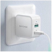 睿能宝RAVPower 65W氮化镓PD双口快充Type-C充电器 GaN支持苹果iphone12pro安卓平板swich笔记本20w充电头
