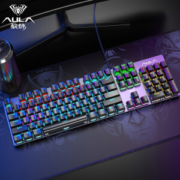 AULA 狼蛛 F2008 混光机械键盘 青轴 黑色 RGB