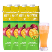 福兰农庄 100%苹果芒果复合果汁1L*4瓶*3件