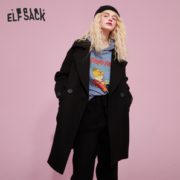 商场同款！elf sack 妖精的口袋 19413049A 女士中长款毛呢大衣 99.8元包邮（双重优惠）