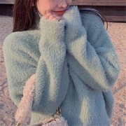 Tonlion 唐狮 62542FC0044468505 女仿貂毛半高领套头毛衫