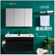 Roden 罗登 RD-6258 黑色实木浴室柜镜柜组合 60cm