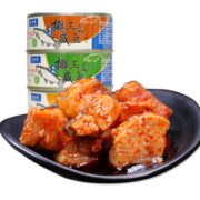 鲜嫩松软！隽品湾 豆豉三文鱼罐头 100g*4罐