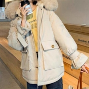 YAYA 鸭鸭 女士中长款加厚连帽派克服外套