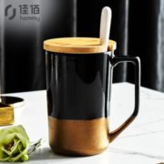 某东PLUS会员！ 佳佰 陶瓷马克杯 500ml 黑色 *3件 19.8元（需用券，合6.6元/件）