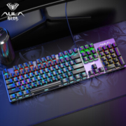 AULA 狼蛛 F2008 混光机械键盘 青轴 黑色 RGB