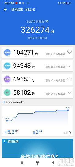小米10青春版5G手机跑分