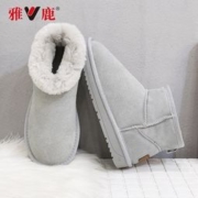 雅鹿 女士真皮加绒雪地靴