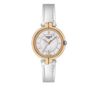 TISSOT 天梭 弗拉明戈系列 T094.210.26.111.01 女士石英手表 26mm 贝母表盘 白色牛皮表带 圆形
