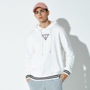 黑卡会员！ GUESS 盖尔斯 小倒三角LOGO连帽全棉卫衣