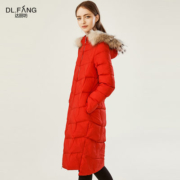 百亿补贴：达丽坊 女子 中长款 修身连帽 羽绒服外套