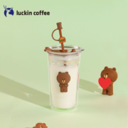 10日0点：Luckin Coffee 瑞幸咖啡 Line Friends联名款 吸管双层玻璃杯 380ml