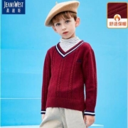 JEANSWEST 真维斯 男童加厚V领套头毛衣