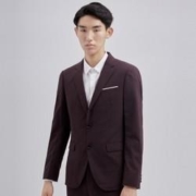 GXG 173113160702 男士酒红色羊毛西装