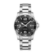 LONGINES 浪琴 康卡斯潜水系列 L3.781.4.56.6 41mm 男士机械手表 黑盘 银色精钢表带 圆形