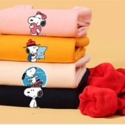 史努比 SNOOPY 童装 儿童卫衣 加绒加厚套头上衣*2件
