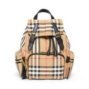 BURBERRY 博柏利 THE RUCKSACK系列女士格纹军旅抽带双肩包8017164 典藏米色小号