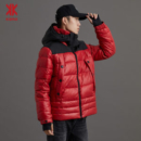 卡玛 男式中长款加厚连帽羽绒服