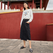 聚划算百亿补贴：对白 ADS112 女款牛仔半身裙